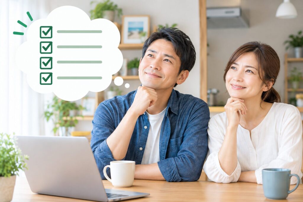 チェックしながら安心する夫婦