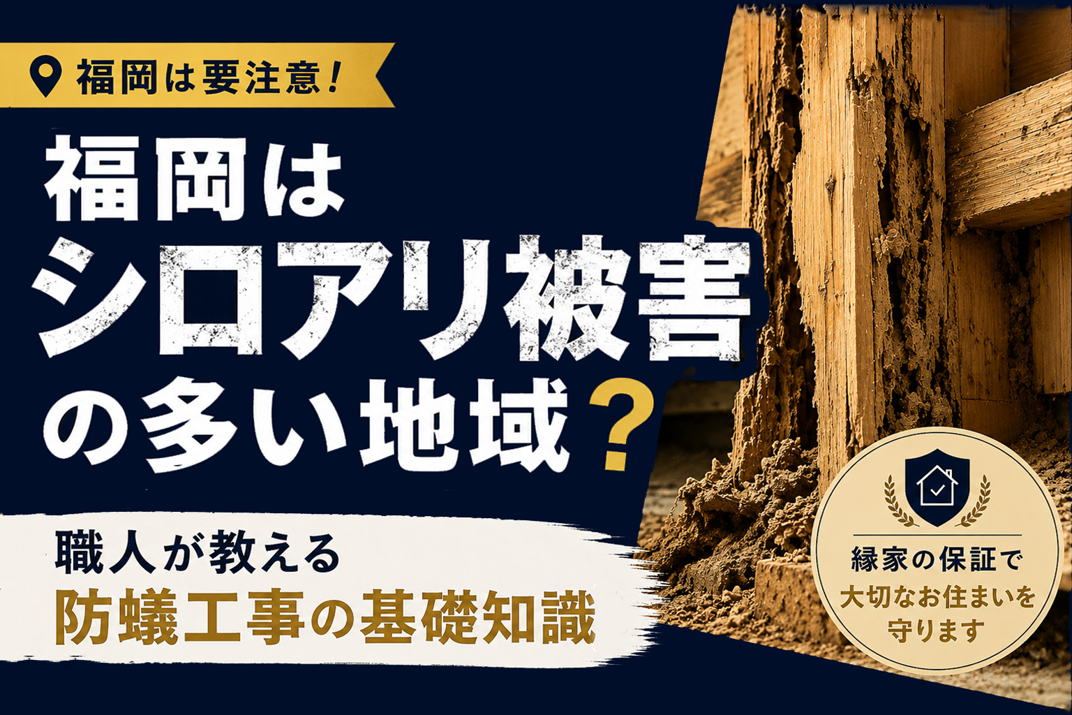 福岡はシロアリ被害の多い地域｜職人が教える防蟻工事の基礎知識と縁家の保証