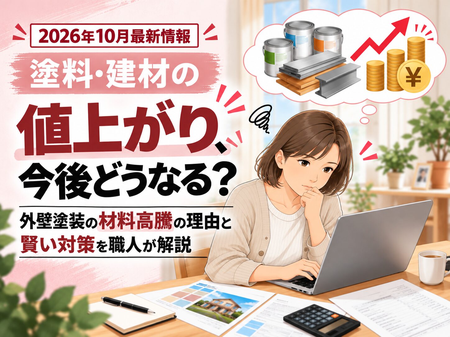 【2026年10月最新情報】塗料・建材の値上がり、今後どうなる?|外壁塗装の材料高騰の理由と賢い対策を職人が解説