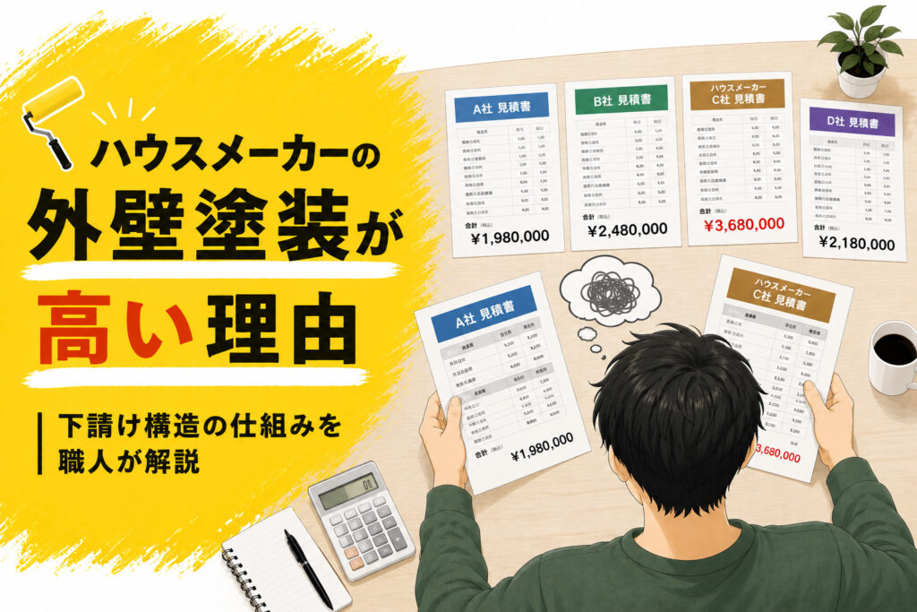 ハウスメーカーの外壁塗装が高い理由｜下請け塗装の仕組みを職人が解説