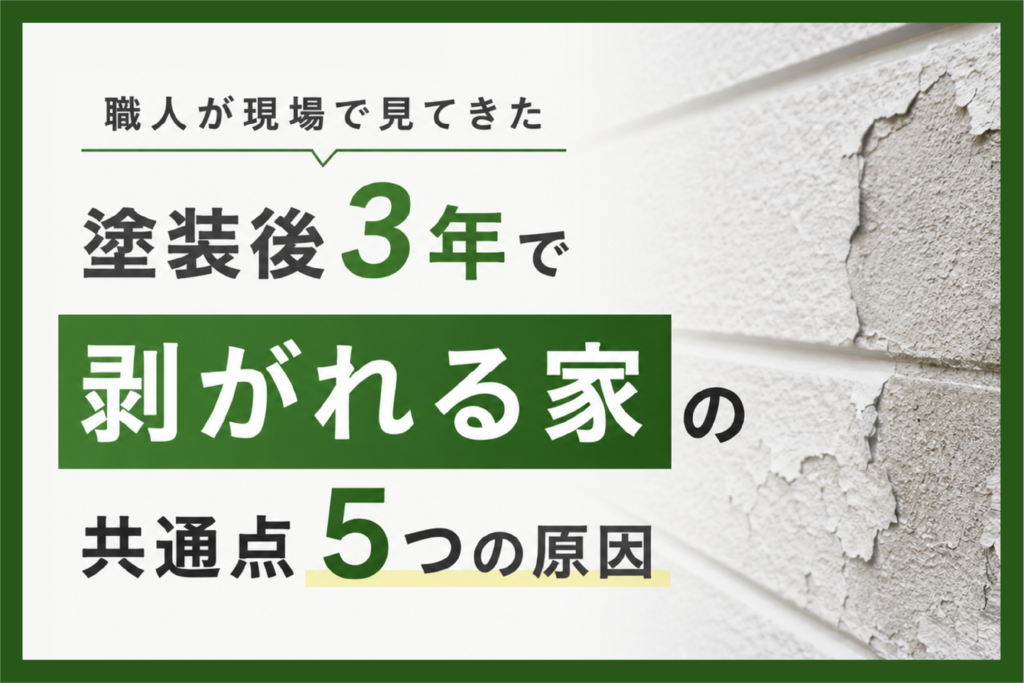 外壁塗装が3年で剥がれる家の共通点とは?|職人が現場で見てきた5つの原因