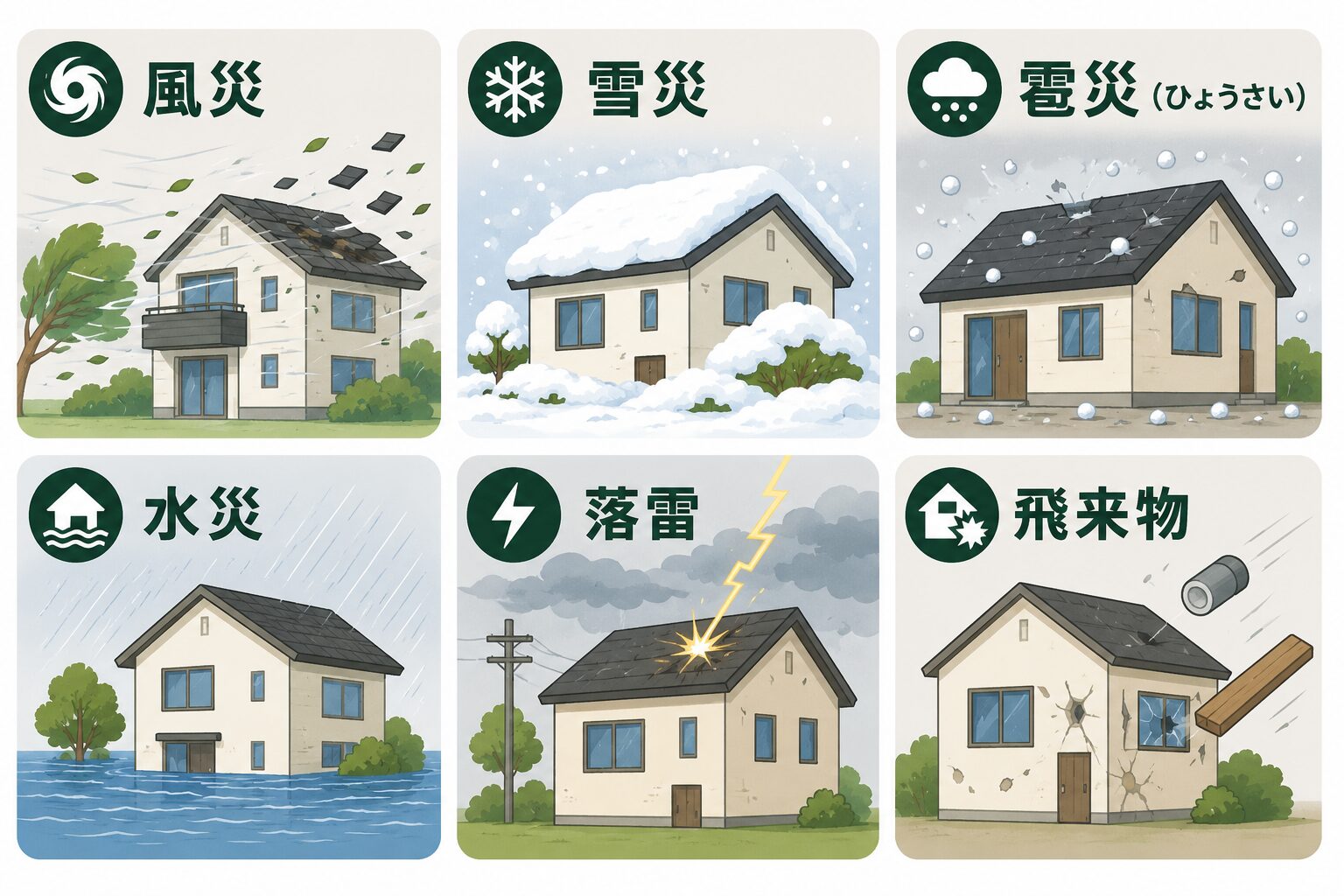 火災保険で対応できる可能性のある外壁・屋根の被害