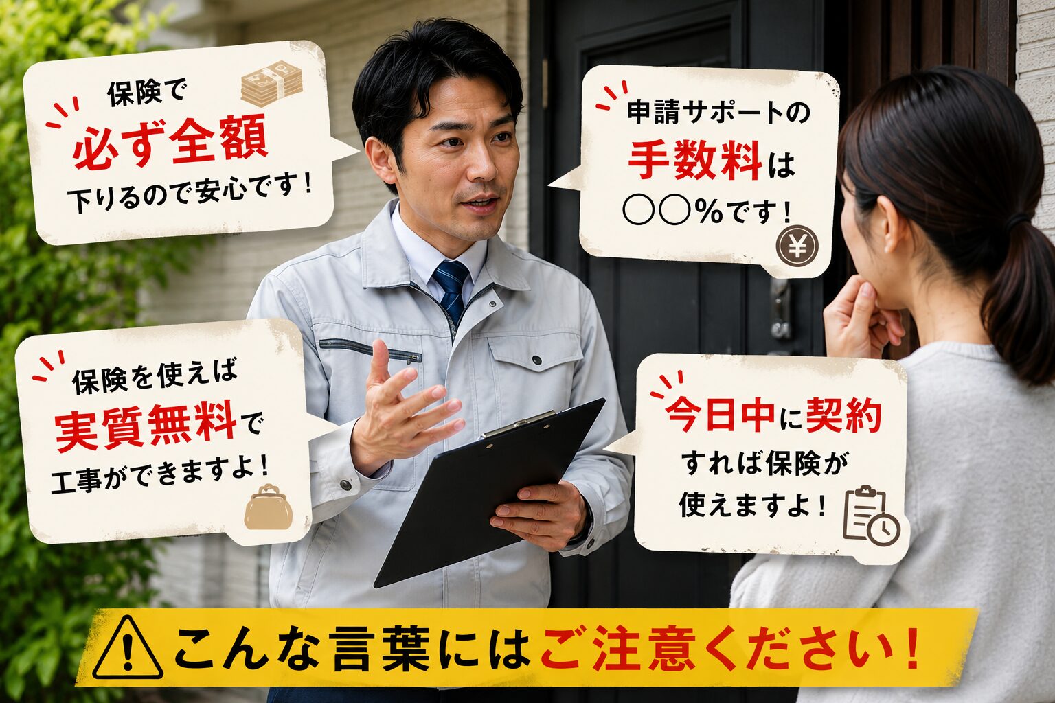火災保険を使った悪徳業者にご注意ください。