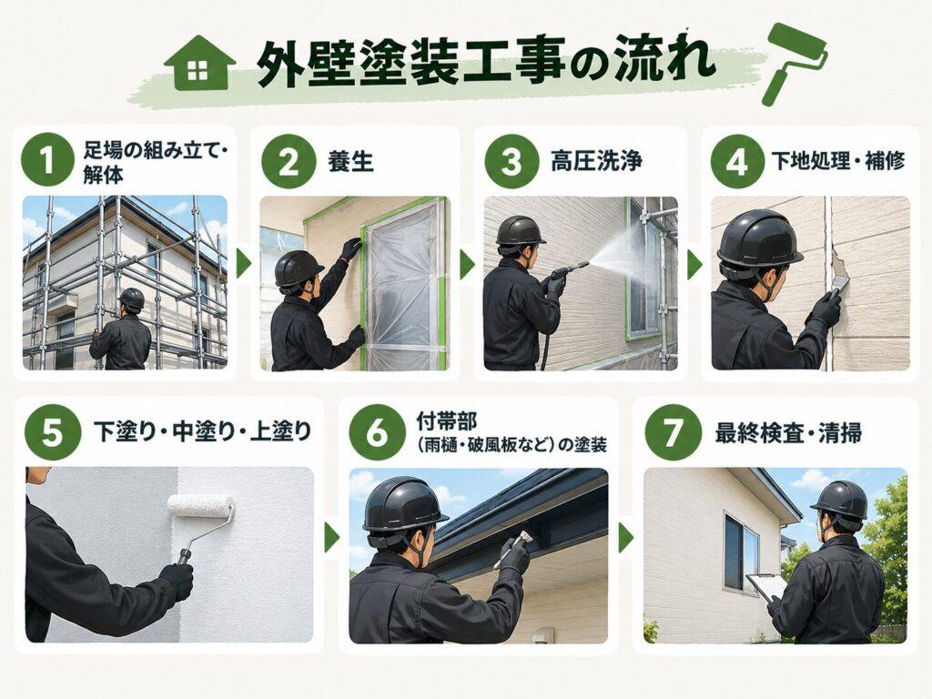 外壁塗装工事の流れ図