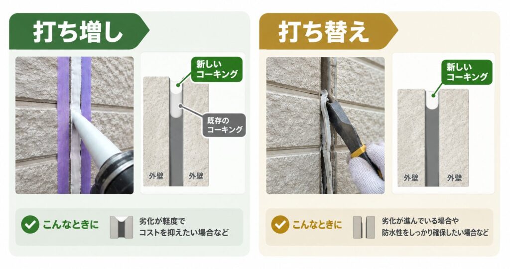 コーキング（シーリング）の打ち増し・打ち替えの違い