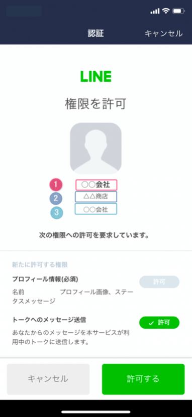 認証画面のイメージ